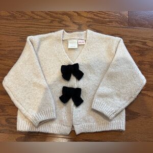 Zara Cream Cardigan with Black Bow Details
